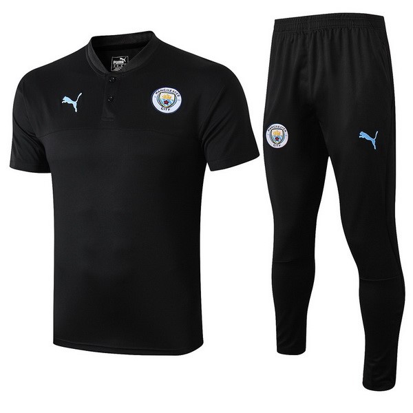 Polo Manchester City Conjunto Completo 2019-2020 Negro